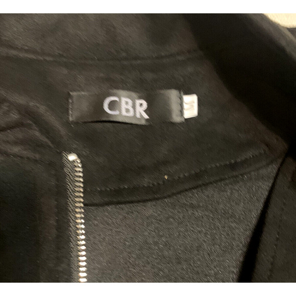 CBR Bomber Jacket Womens Medium Faux Suede Black Zip Front Rockabilly 50's Coat - Picture 10 of 13